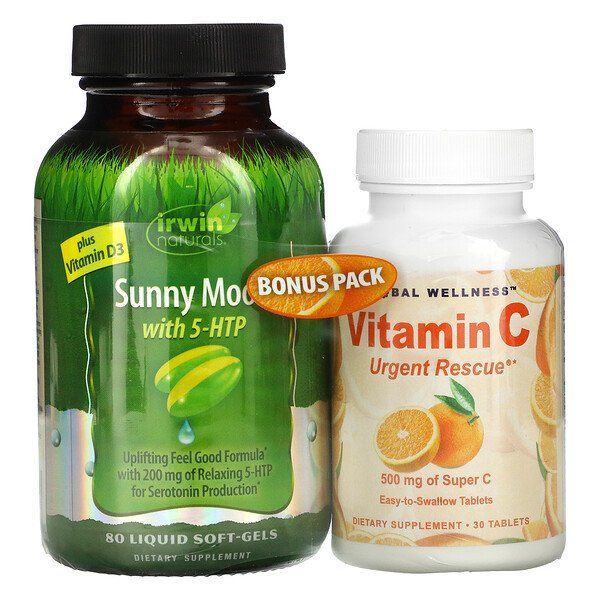 Купить Irwin Naturals, Sunny Mood with 5-HTP, Plus Vitamin D3, 80 Liquid Soft-Gels