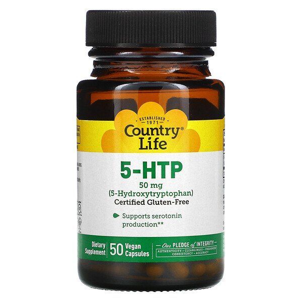Купить Country Life, 5-гидрокситриптофан, 50 мг, 50 вегетарианских капсул
