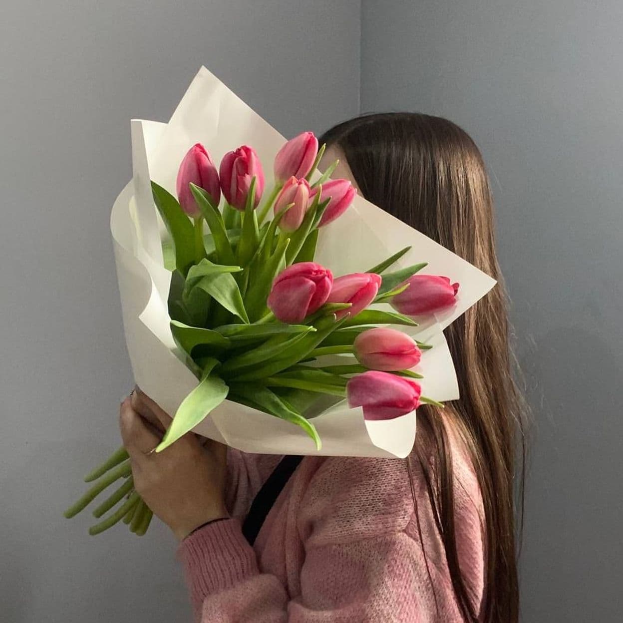 Купить Букет розовых тюльпанов