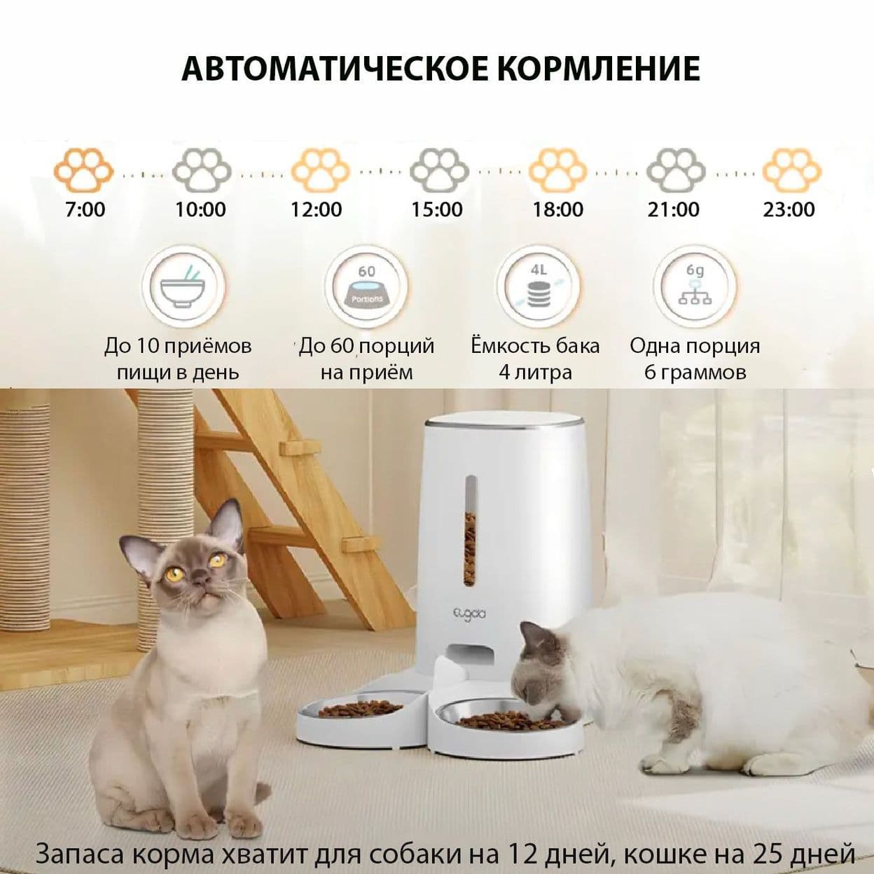 Купить Автокормушка WiFi 4L (две миски)