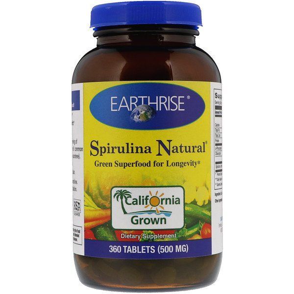 Купить Earthrise, Spirulina Natural, добавка со спирулиной, 500 мг, 360 таблеток
