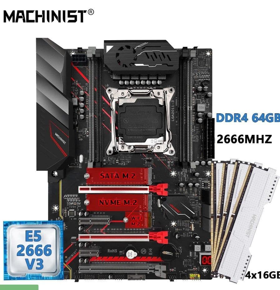 Купить MACHINIST MR9A PRO MAX LGA 2011-3 комплект материнской платы с процессором Xeon E5 2666 V3 и чипом DDR4 64 Гб ОЗУ ATX B85