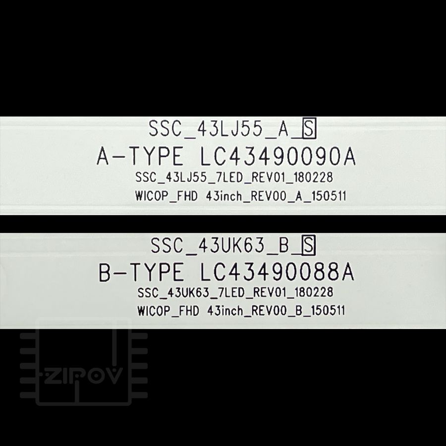 Купить Подсветка Zipov для ТВ LG 43UJ630V 43UJ631V 43UJ634V 43UJ639V 43UJ651V 43UJ670V 43UJ675V 43LJ510V 43LJ624V 43LJ541V 43LH515V 43LH520V 43EJ634V 