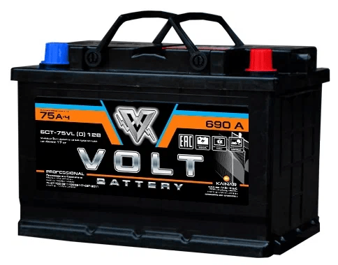 Купить VOLT PROF 75Ач 690А 12V R+ (КAINAR)