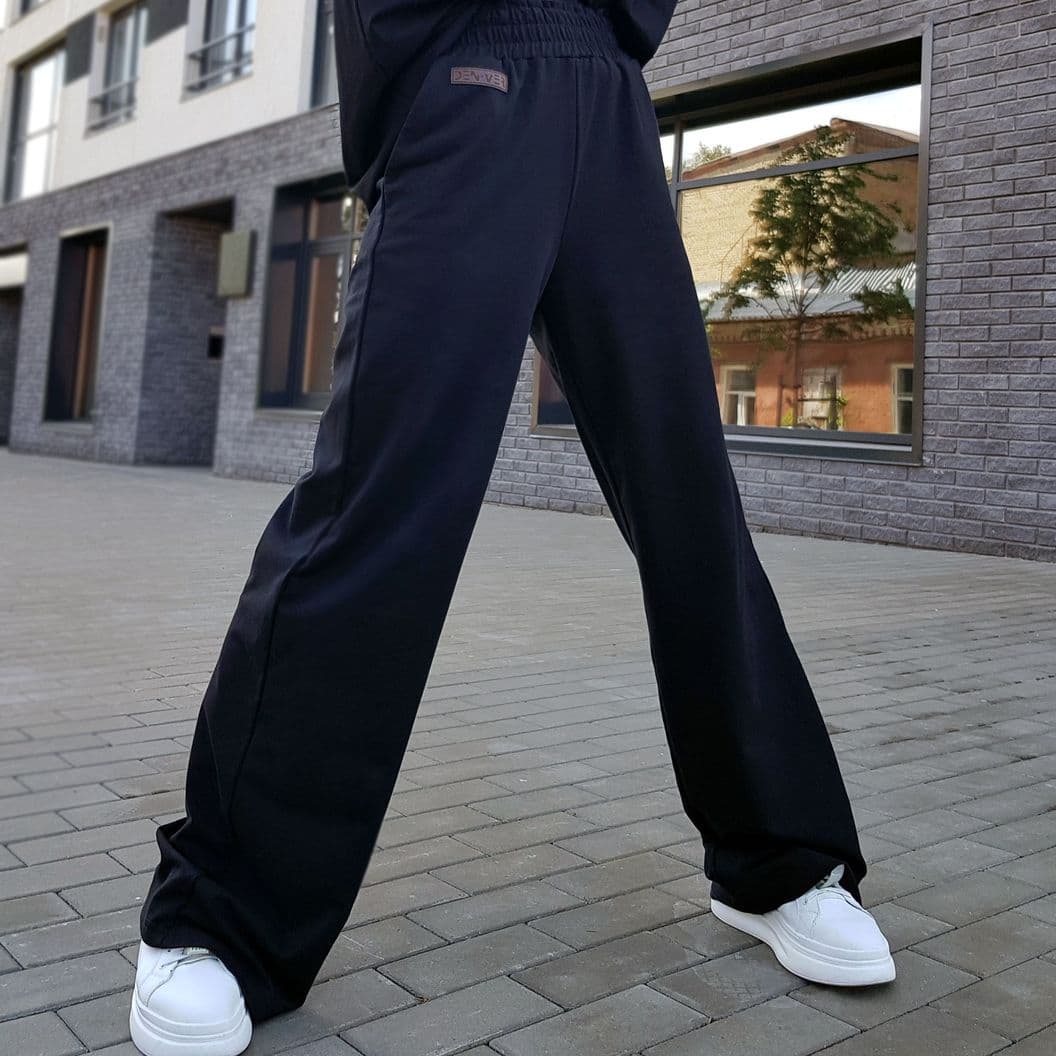Купить Трикотажные женские брюки Палаццо | цв. чёрный
