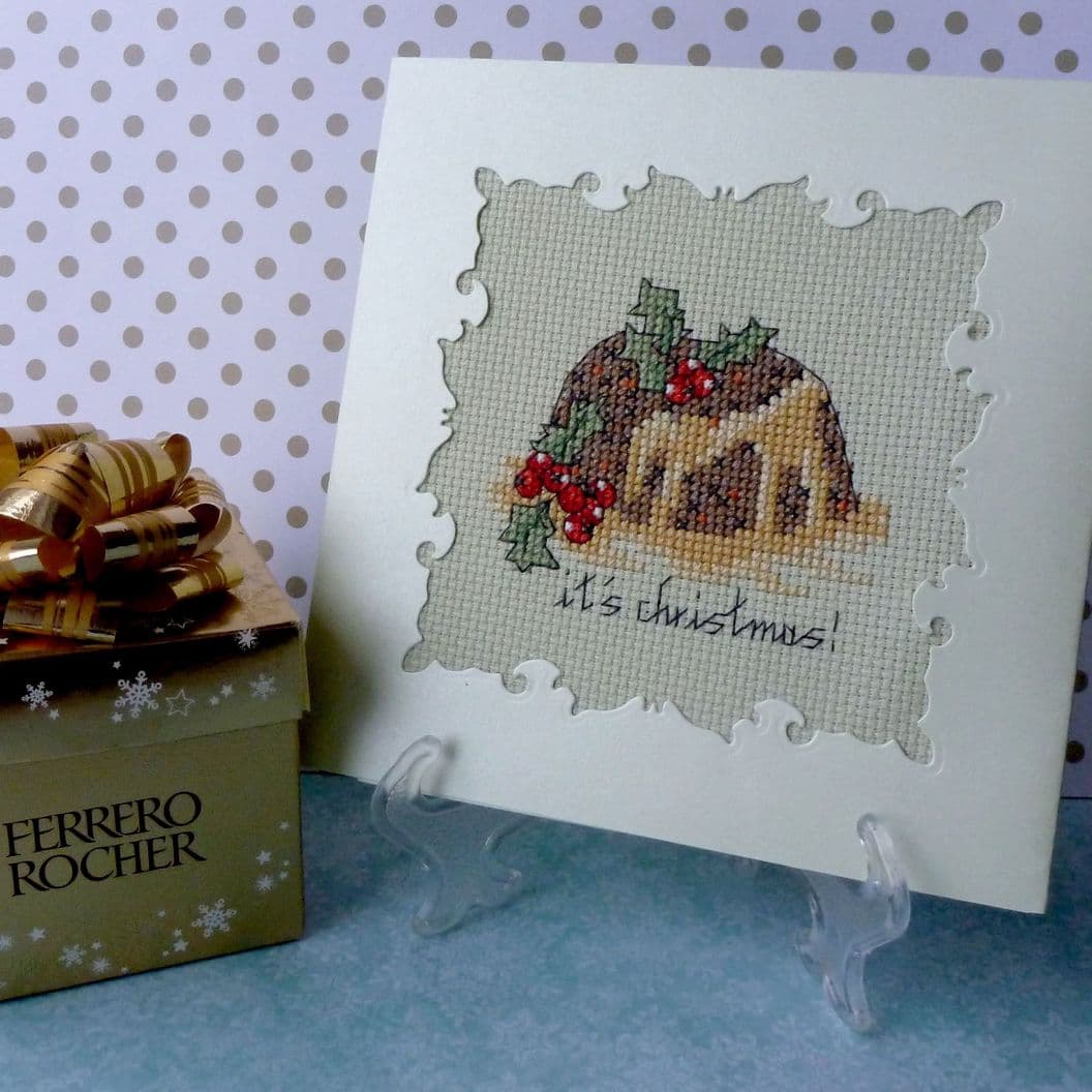 вышивка крестом на заказ открытка Christmas Pudding