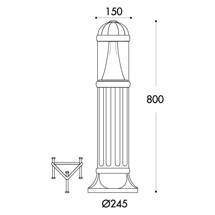 Купить Садовый светильник-столбик SAURO 800, черный
