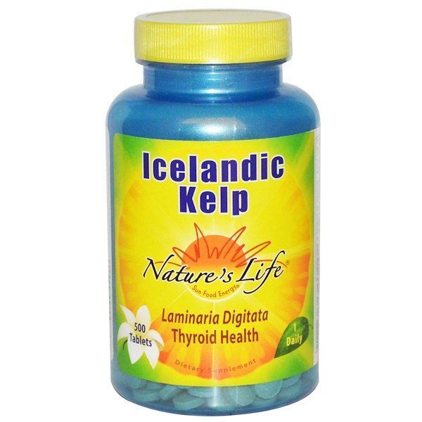 Купить Nature's Life, Icelandic Kelp (Исландские бурые водоросли), 500 таблеток