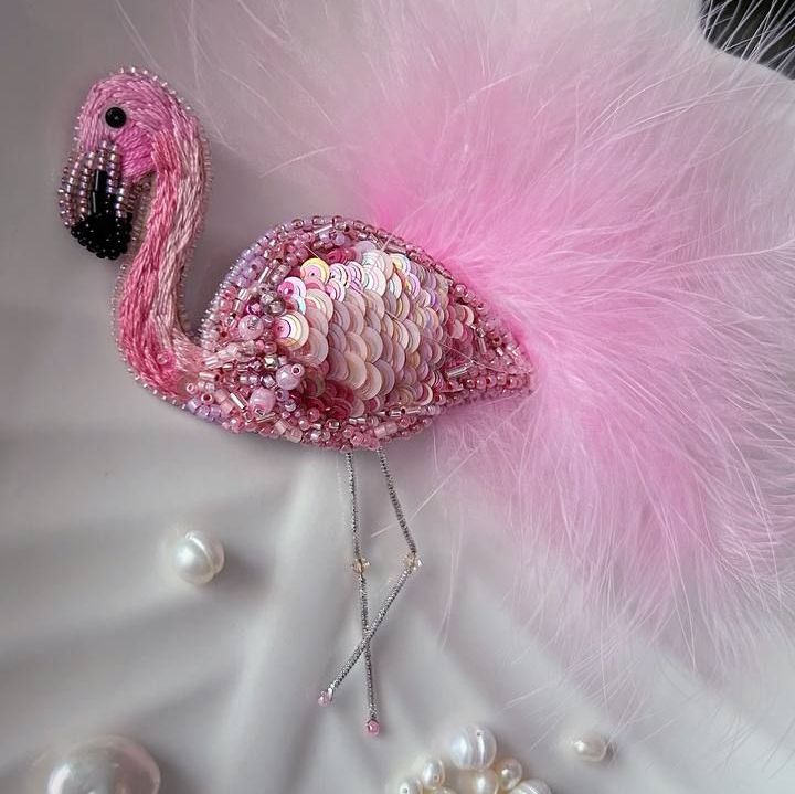 Купить Брошь PINK FLAMINGO