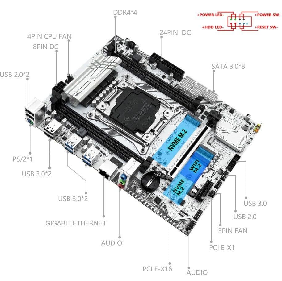 Купить MACHINIST E5 K9 X99 LGA 2011-3 комплект материнской платы Xeon E5 2660 V3 ЦП + DDR4 4 шт. * 16 Гб 2133 МГц память четырехканальный usb3.0