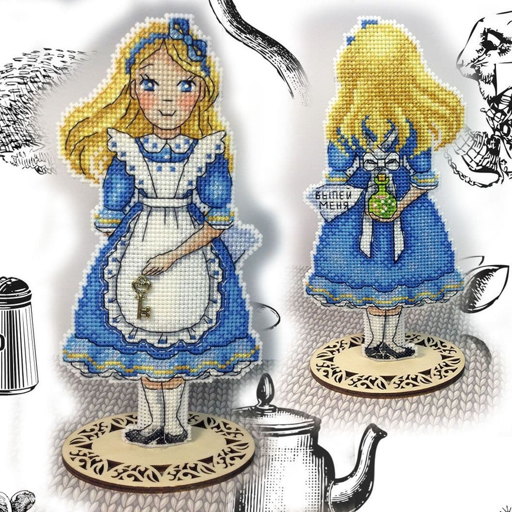 Купить вышивка крестом на заказ декор игрушка Алиса герои сказки