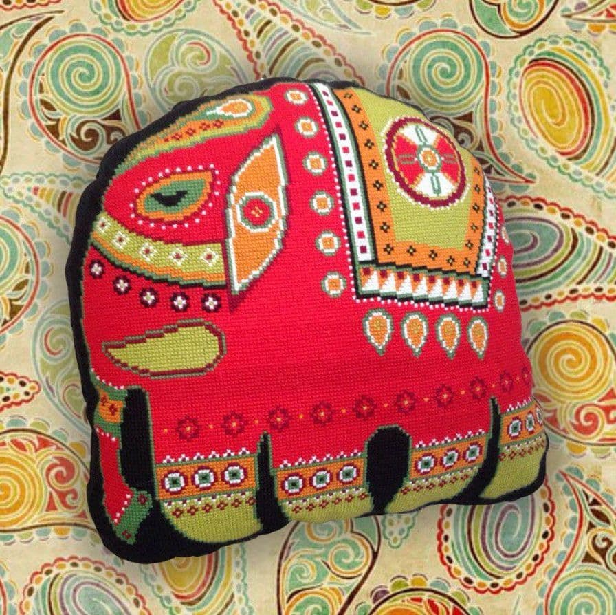 Купить вышивка крестом на заказ подушка Индийский слон