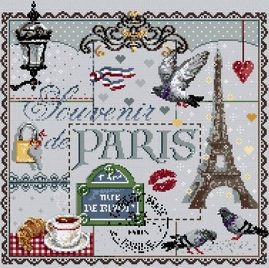 вышивка крестом семплер сезоны Париж Paris