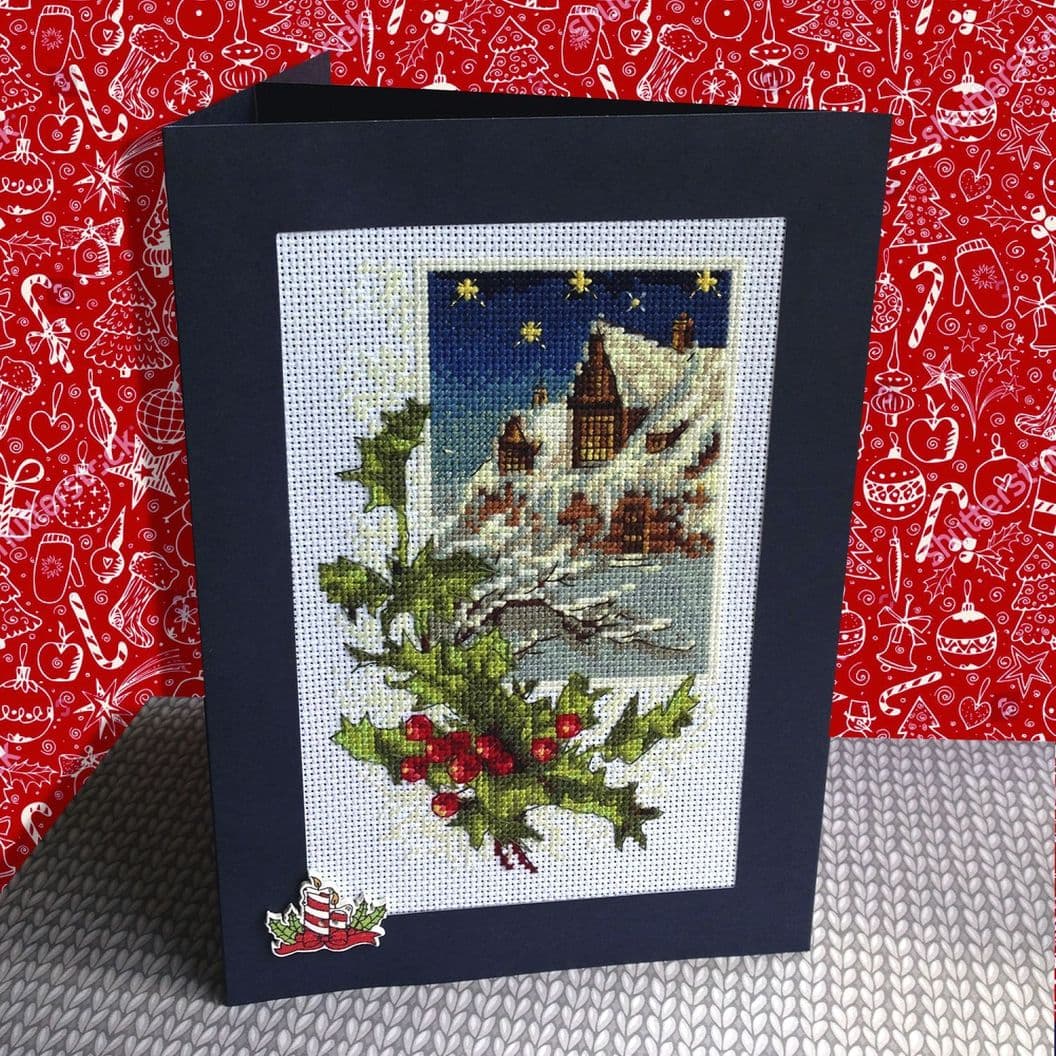 вышивка крестом на заказ открытка Новогодняя