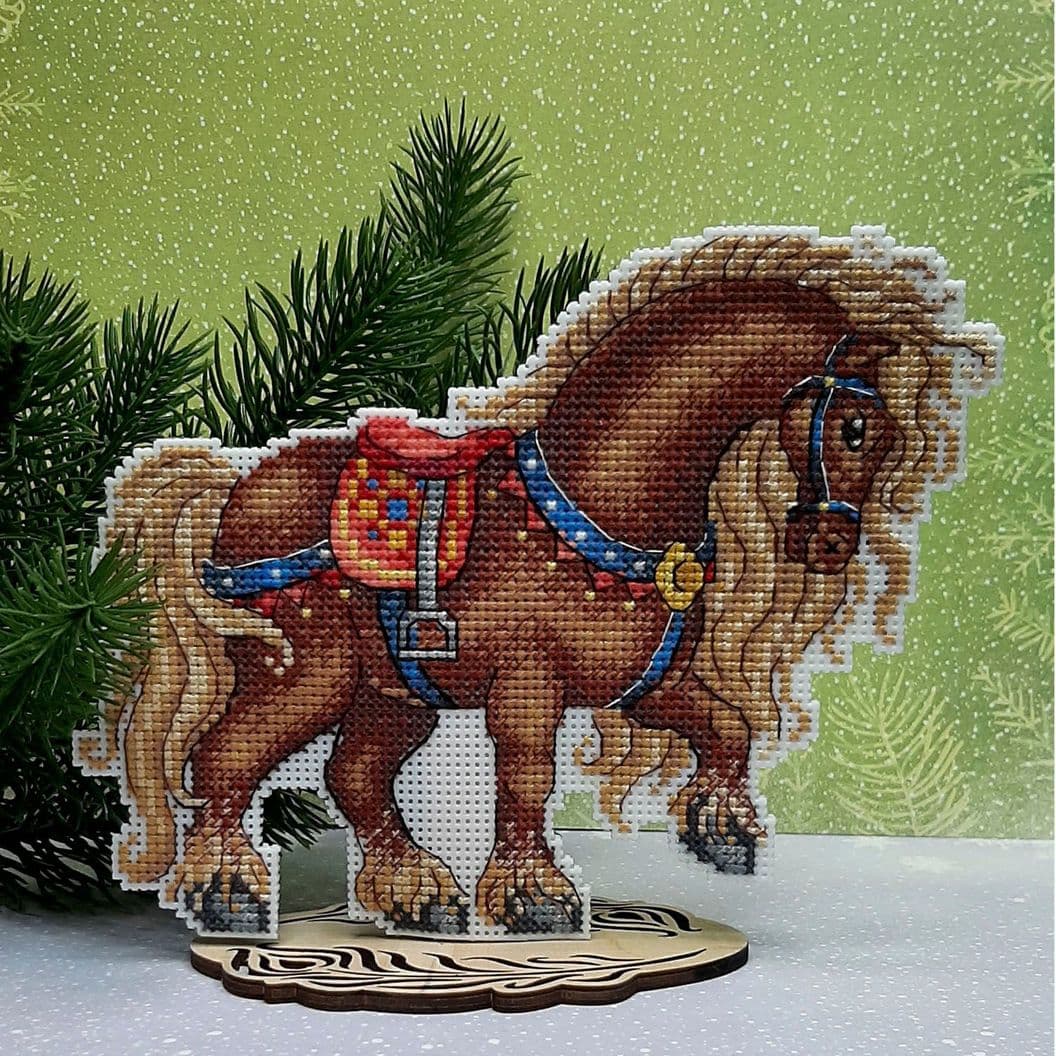 вышивка крестом на заказ декор игрушка Богатырский конь