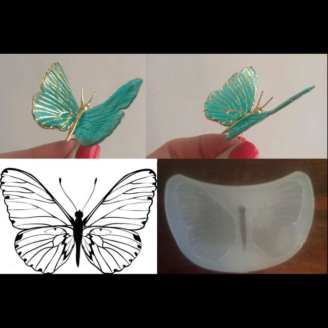 Рисунок, силиконовая форма и Бабочка из помадки