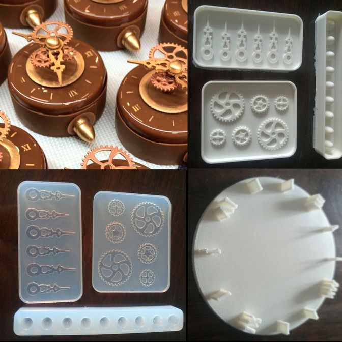 Модель, силиконовая форма штамп и пирожное часы