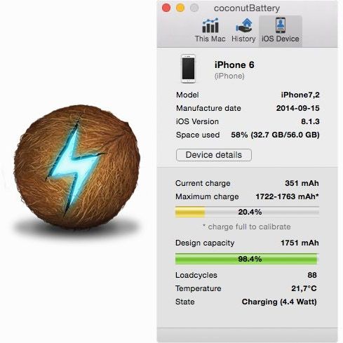 Coconut battery для диагностики аккумулятора iPhone