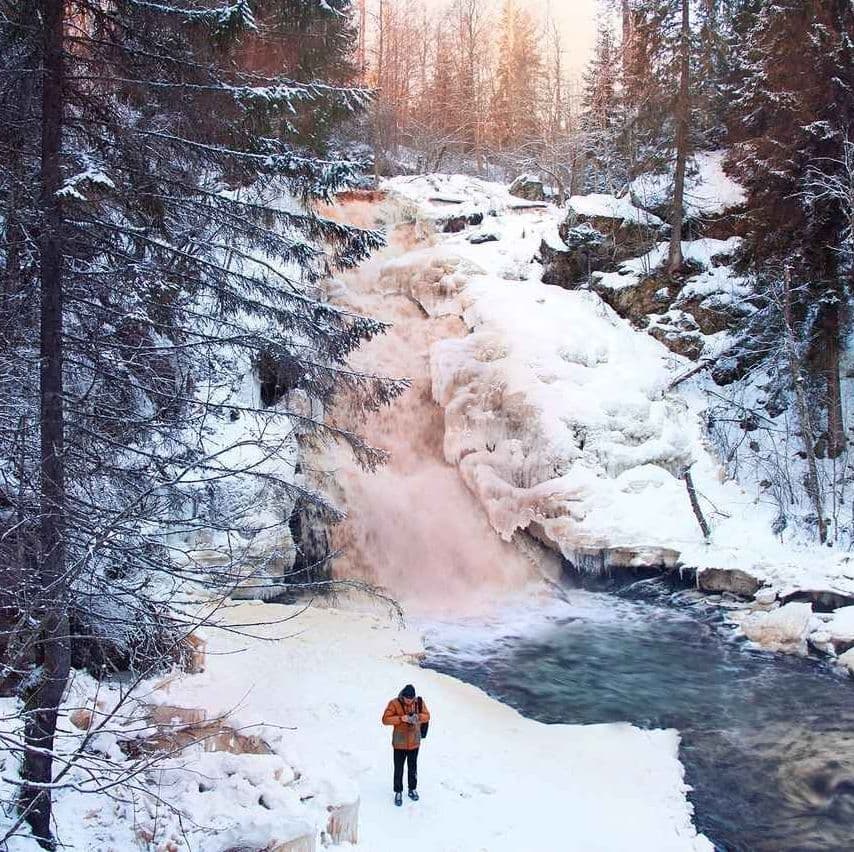 Водопад белые мосты Карелия