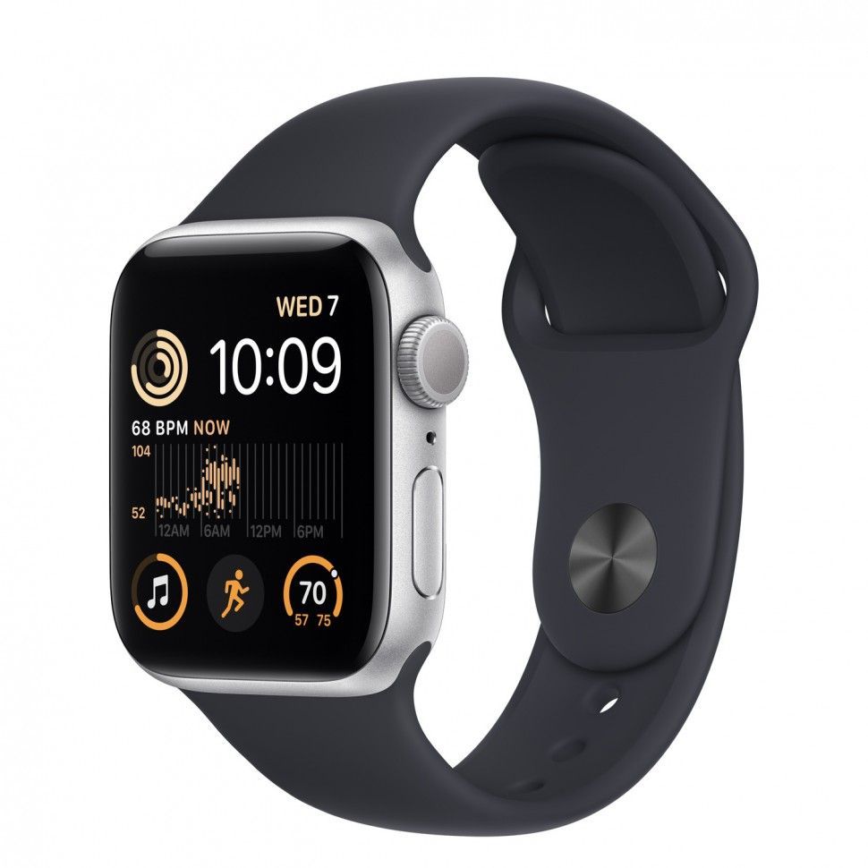Купить Apple Watch Series SE, 40mm, корпус из алюминия цвета «тёмная ночь», спортивный ремешок (Sport Band) цвета «Тёмная ночь» (2022)