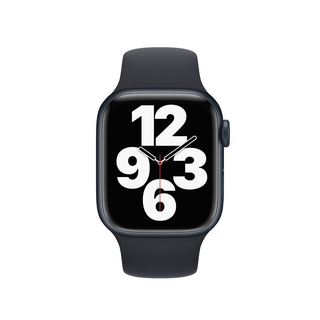 Купить Apple Watch Series 7 GPS, 41mm, корпус из алюминия цвета «тёмная ночь», спортивный ремешок (Sport Band) цвета «Тёмная ночь»