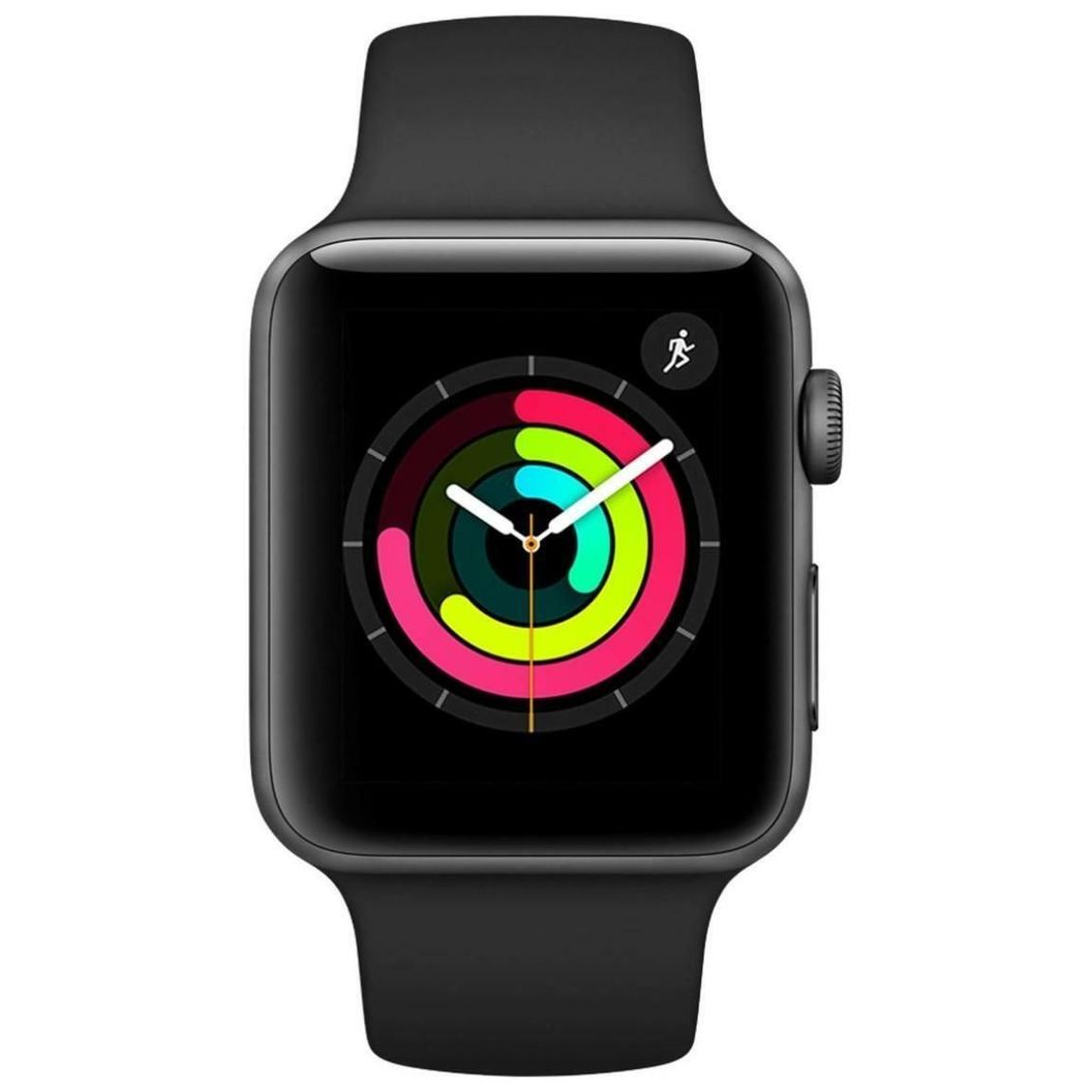 Купить Apple Watch Series 3 GPS, 42mm, корпус из алюминия цвета «серый космос», спортивный ремешок чёрного цвета