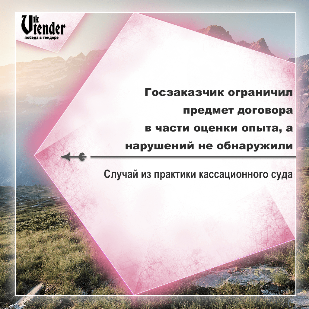 Госзаказчик ограничил предмет договора в части оценки опыта, а нарушений не обнаружили.  Случай из практики кассационного суда