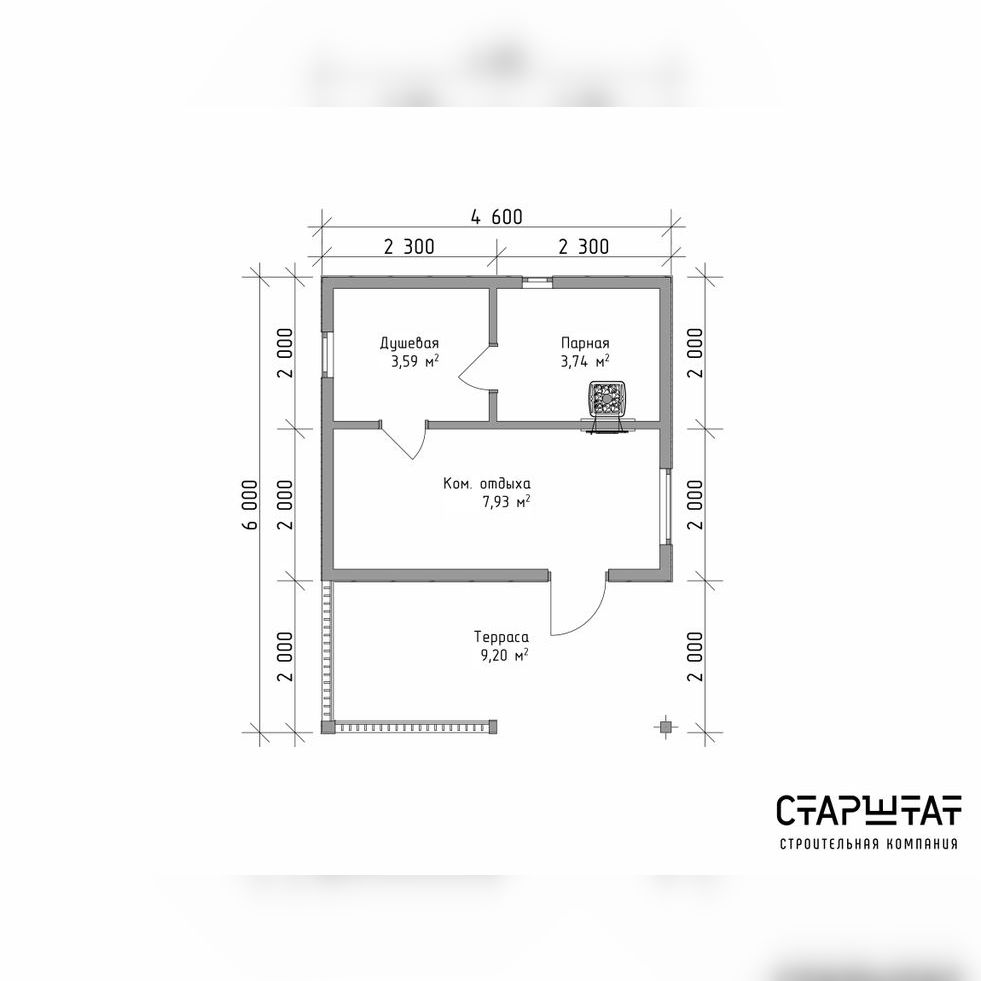 Купить Модульная баня 11 - 4.6х6