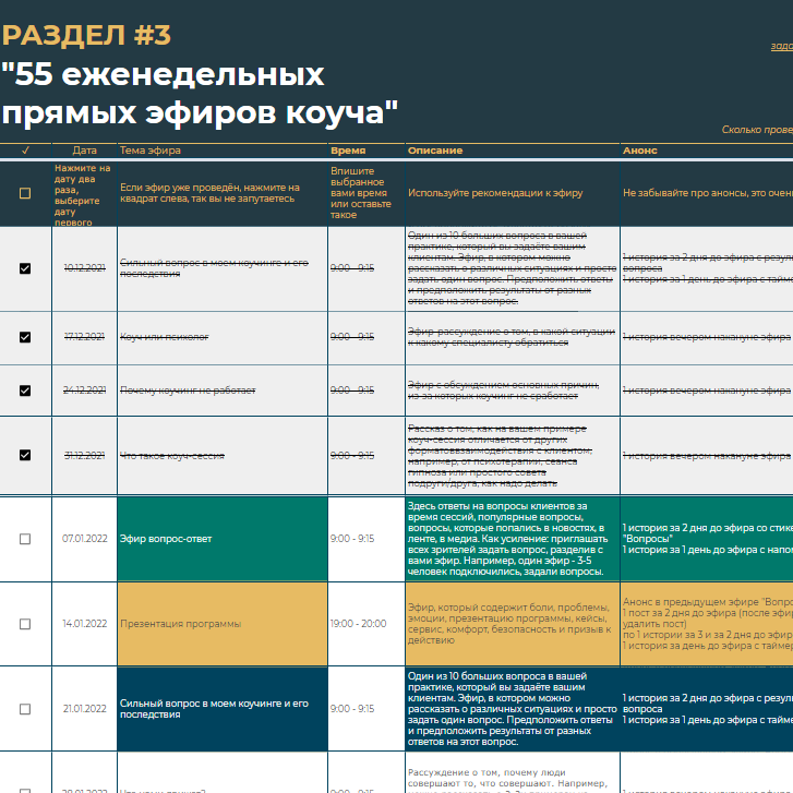 6.Темы для прямых эфиров на год