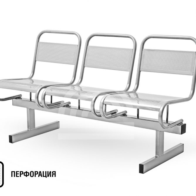 Секция стульев металлическая, перфорация, разборная М119