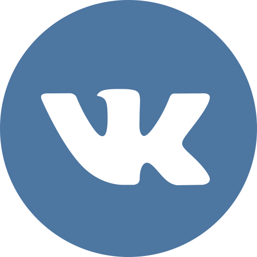 Иконка вконтакте vk.com синий круг с белым текстом внутри vk