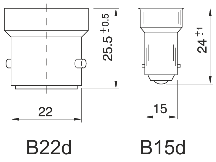 Байонетные цоколи B22d и B15d