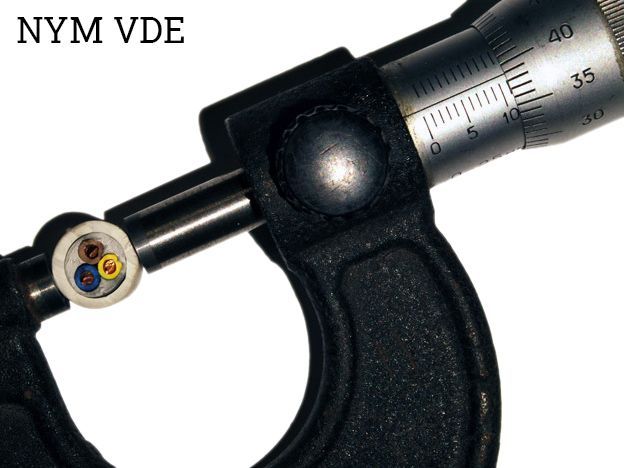 Замер диаметра кабеля, выполненного по стандарту VDE