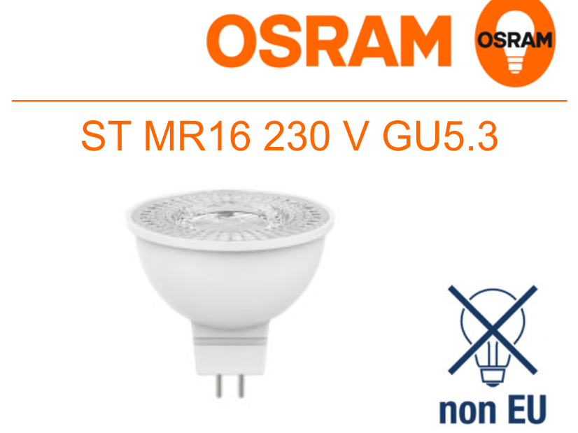 Лампа Osram GU5.3 на 230В - компиляция изображений из официального каталога
