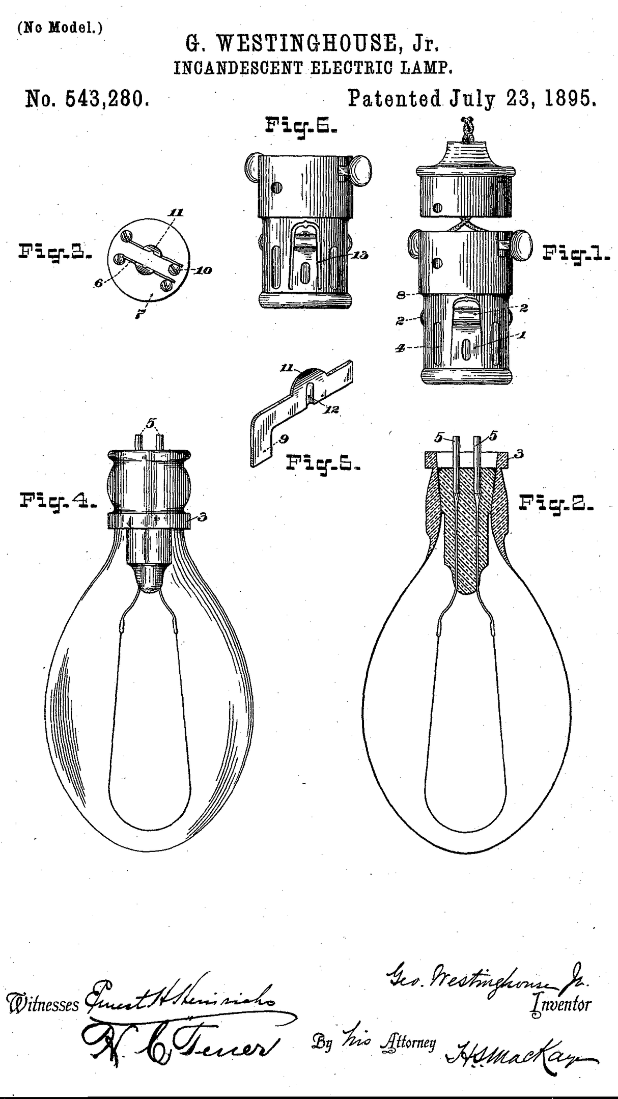 Патент на лампу US543280 A