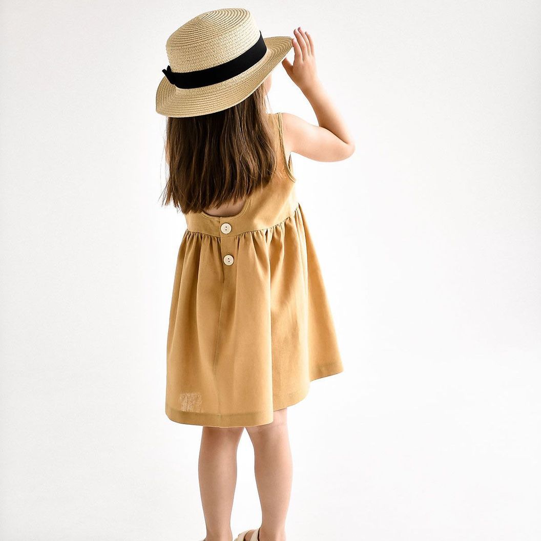 Сарафан для девочки летний лен пляж платье открытой спиной
