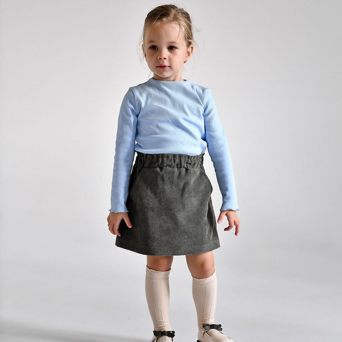 Купить юбку для девочки в садик детская нарядная вельветовая хаки