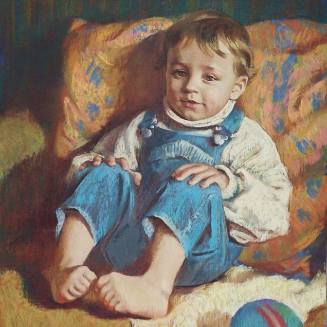 портрет пастелью мальчика