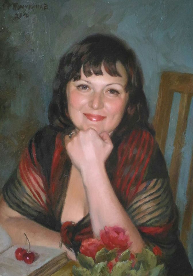 Женский портрет маслом на холсте